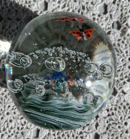 Listing 8 of 9 for Unsigned vintage heavy paperweight - butterflies