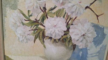 Listing 13 of 19 for +++ CHARMING " R.E. RENNIE " FLORAL OIL PAINTING +++