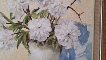 Listing 16 of 19 for +++ CHARMING " R.E. RENNIE " FLORAL OIL PAINTING +++