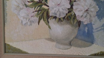 Listing 18 of 19 for +++ CHARMING " R.E. RENNIE " FLORAL OIL PAINTING +++