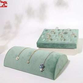 Listing 10 of 16 for Metal Jewelry Exhibitor Tray Green Velvet Jewelry Display Rack Counter Display