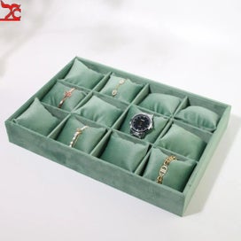 Listing 12 of 16 for Metal Jewelry Exhibitor Tray Green Velvet Jewelry Display Rack Counter Display