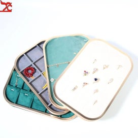 Listing 13 of 16 for Metal Jewelry Exhibitor Tray Green Velvet Jewelry Display Rack Counter Display