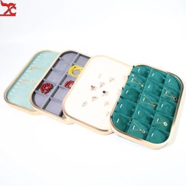 Listing 14 of 16 for Metal Jewelry Exhibitor Tray Green Velvet Jewelry Display Rack Counter Display