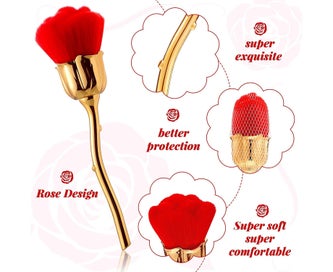 Listing 3 of 5 for 2 Pieces Rose Flower Makeup Brush Flower Blush Brush Extra Large Face Powder