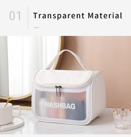 Listing 4 of 5 for Elosung Pvc Transparent Cosmetic Bag Waterproof Portable Travel Organizer With H