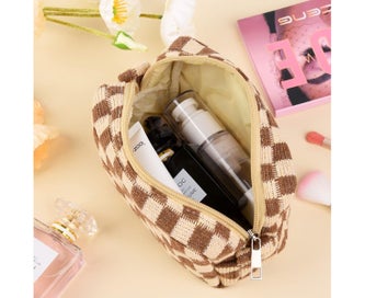 Listing 4 of 5 for Makeup bag Plaid makeup bag Makeup bag and makeup brush storage bag Travel ma