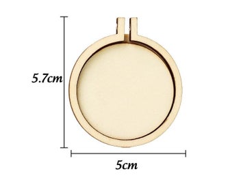 Listing 1 of 10 for 10Pcs Wooden Mini Embroidery Hoop Ring Round Pendant Cross Stitch Frame Kit For