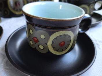 Listing 3 of 8 for SET '60s DENBY Arabesque Tea Cups, 6 Cups & Saucers