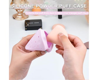 Listing 4 of 5 for Triangle Powder Puff Case, Breathable Silicone Makeup Sponge Holder for Face