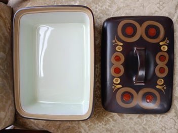 Listing 2 of 6 for '60s DENBY Arabesque Ironstone Ceramic Lidded Rectangular Vege Dish Casserole