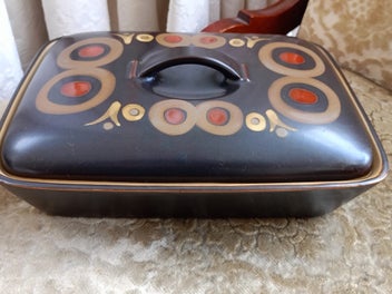 Listing 6 of 6 for '60s DENBY Arabesque Ironstone Ceramic Lidded Rectangular Vege Dish Casserole