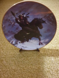 Listing 3 of 4 for Beautiful display fine porcelain plate bordered 24carat gold Spirit of West Wind