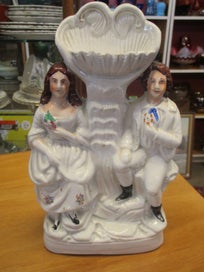 Listing 1 of 6 for SH 328 - Lovely Staffordshire Flatback - Pocket Watch holder stand