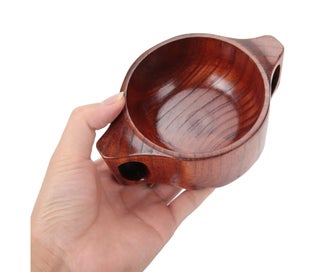 Listing 2 of 5 for Hand Made Wooden Cup Zizyphus Jujube Wood Double?Handle Bowl Cup for Baby Chi