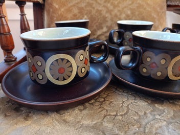 Listing 8 of 8 for SET '60s DENBY Arabesque Tea Cups, 6 Cups & Saucers