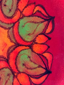 Listing 4 of 8 for Poole Pottery Delphis Charger – Abstract Red & Green Glaze, England c.1960s