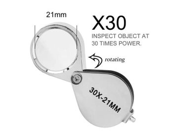 Listing 5 of 9 for 10-30X Pocket Loupe Magnifier Jewelry Magnifying Glass Foldable Diamond Lupa