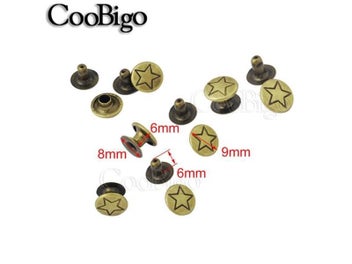 Listing 6 of 9 for 100set Star Double Rivet Stud Collision Nail Spike Garment DIY Leathercraft