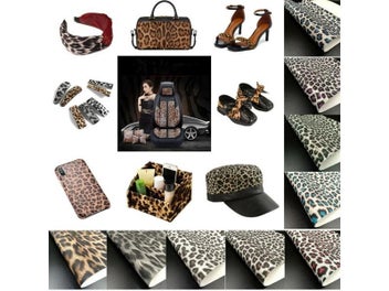 Listing 4 of 9 for Glitter Shiny Sparkle Leopard Print Fabric PU Leather Waterproof DIY Sewing