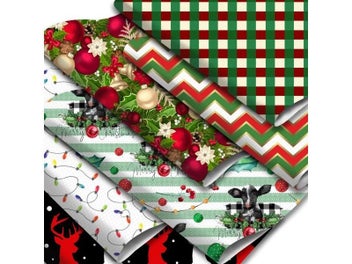 Listing 3 of 9 for Christmas Theme Faux Leather Sheets Giraffe Santa Claus Printed Synthetic