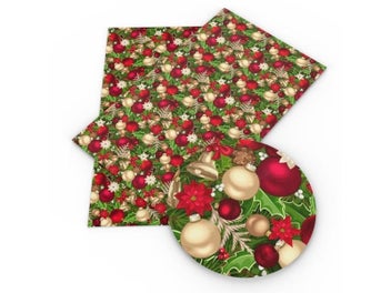 Listing 4 of 9 for Christmas Theme Faux Leather Sheets Giraffe Santa Claus Printed Synthetic