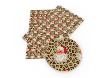 Listing 6 of 9 for Christmas Theme Faux Leather Sheets Giraffe Santa Claus Printed Synthetic