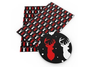 Listing 7 of 9 for Christmas Theme Faux Leather Sheets Giraffe Santa Claus Printed Synthetic