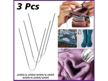 Listing 3 of 9 for 3Pcs Knitting Needles Knitting Tool Stainless Steel Circular Flexible Sock