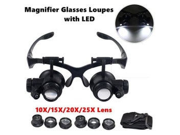 Listing 3 of 9 for 25x Eyewear Loupe Repair Third Hand Helmet Magnifying LED Magnifying Headband
