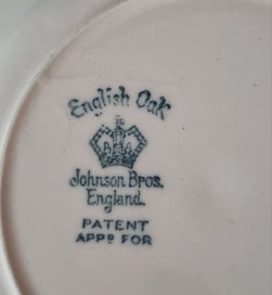 Listing 7 of 7 for FABULOUS Antique JOHNSON BROS "English Oak" Pale Blue Trio