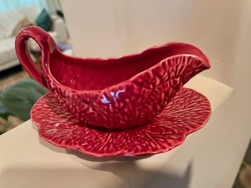 Listing 5 of 5 for A gorgeous little raspberry coloured CROWN DEVON jug & saucer