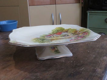 Listing 1 of 6 for Vintage Royal Winton Red Roof Plate on Stand Tazze