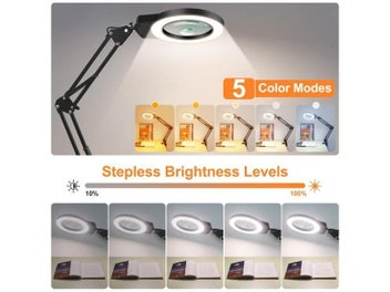 Listing 4 of 9 for Long Swing Arms 5X/10X Magnifying Glass Lamp With 5 Color Adjust LED Lights