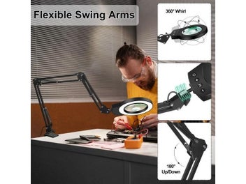 Listing 6 of 9 for Long Swing Arms 5X/10X Magnifying Glass Lamp With 5 Color Adjust LED Lights