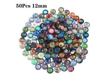 Listing 1 of 9 for 40/50/70/100Pcs 10/12/14/15mm Colorful Mixed Round Mosaic Tiles For Crafts