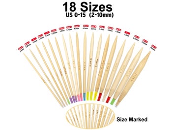 Listing 2 of 7 for 18 Pairs Bamboo Circular Knitting Needles Full Set