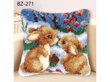 Listing 1 of 9 for Animal Series Latch Hook Hand Knitted Embroidered Pillow Unfinished Embroidery