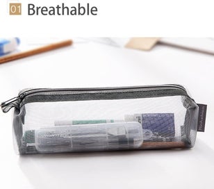 Listing 4 of 5 for 3PCS Multifunctional Mesh Pen Bag Pencil Case Makeup Tool Bag Storage Pouch P