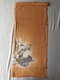 Listing 2 of 9 for Vintage Japanese Orange Silk Fabric Piece Kimono Panel