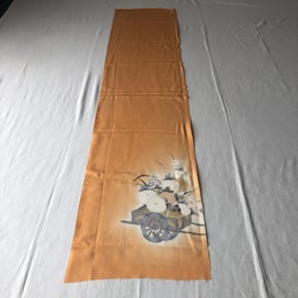 Listing 4 of 9 for Vintage Japanese Orange Silk Fabric Piece Kimono Panel