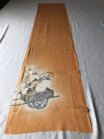 Listing 7 of 9 for Vintage Japanese Orange Silk Fabric Piece Kimono Panel