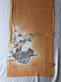 Listing 5 of 9 for Vintage Japanese Orange Silk Fabric Piece Kimono Panel