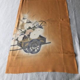 Listing 6 of 9 for Vintage Japanese Orange Silk Fabric Piece Kimono Panel