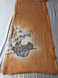 Listing 9 of 9 for Vintage Japanese Orange Silk Fabric Piece Kimono Panel