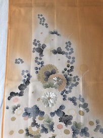Listing 3 of 18 for Vintage Japanese Orange Silk Fabric Piece Decorative Kimono Panel