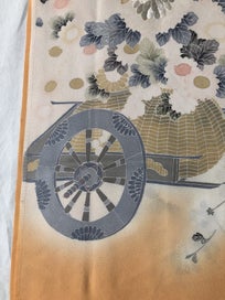 Listing 6 of 18 for Vintage Japanese Orange Silk Fabric Piece Decorative Kimono Panel