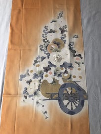 Listing 7 of 18 for Vintage Japanese Orange Silk Fabric Piece Decorative Kimono Panel