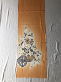 Listing 9 of 18 for Vintage Japanese Orange Silk Fabric Piece Decorative Kimono Panel