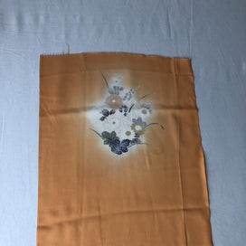Listing 8 of 18 for Vintage Japanese Orange Silk Fabric Piece Decorative Kimono Panel